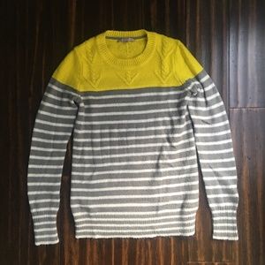 Gap Colorblock Yellow/Grey Striped Sweater